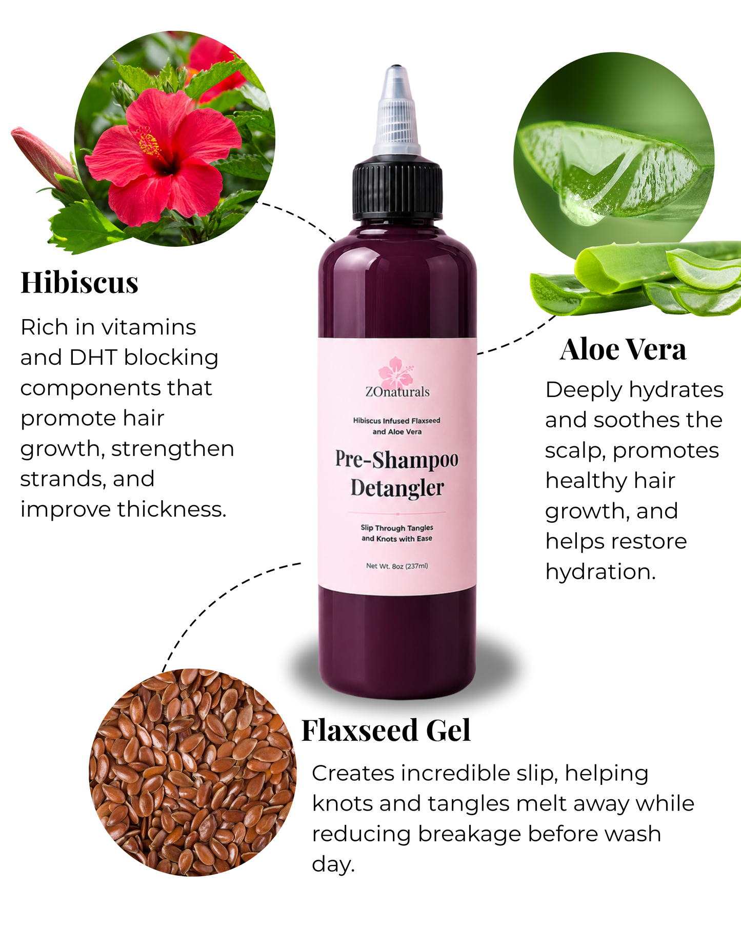 Flaxseed & Aloe Vera Pre-Shampoo Detangler 8OZ